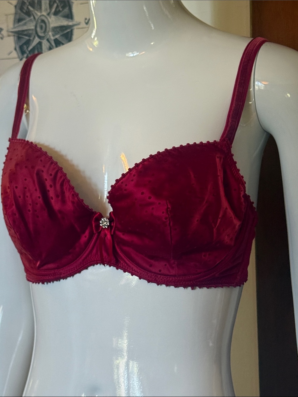 Jordanch 36C Women’s Satin Underwire Bra - Wine Pink